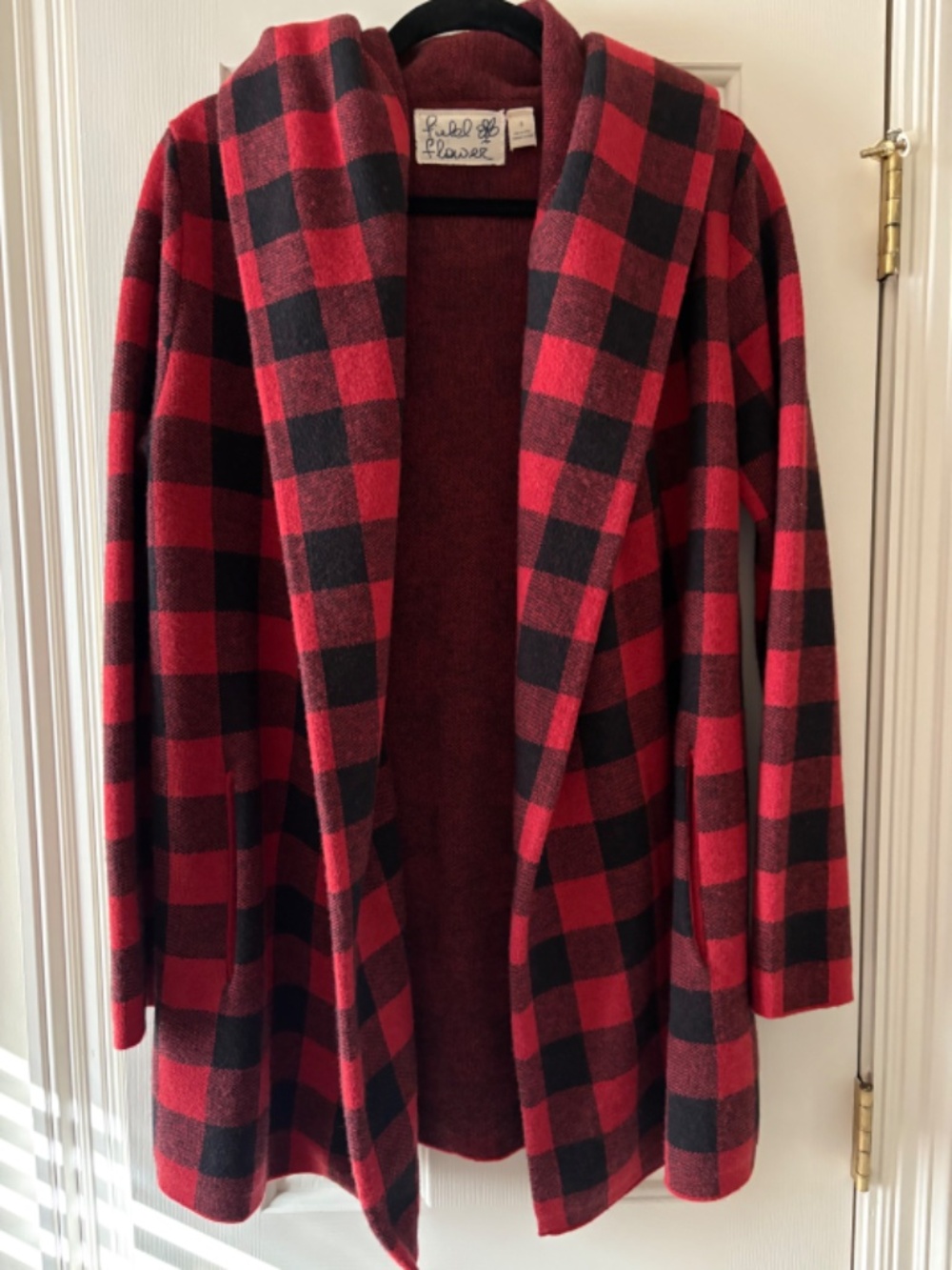 Anthropologie Field Flower - Plaid Wool Sweater Coat